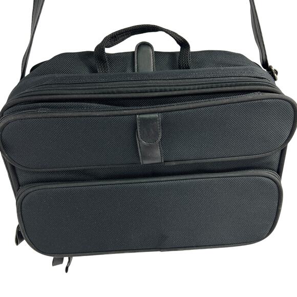 Samsonite Black Computer Bag With Leather Strap 261 700 Series Travel Durable - Picture 11 of 11